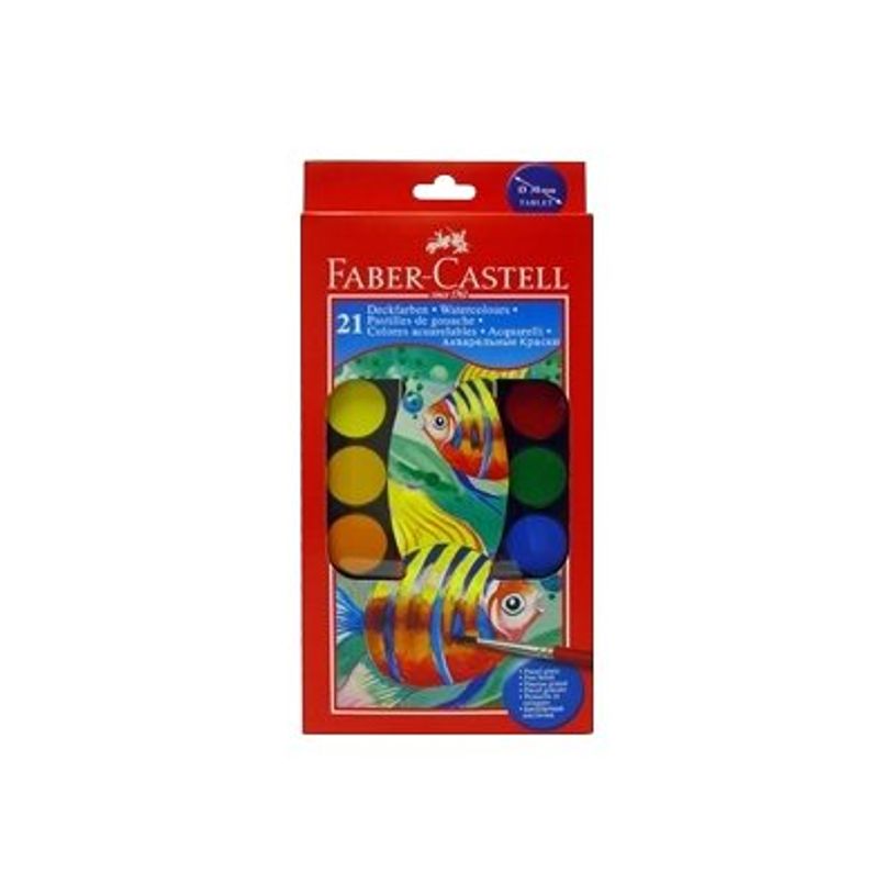 4005401250210-Faber-Castell - 21 pastilles de gouache de couleur + 1 pinceau-P_405145763_1-0
