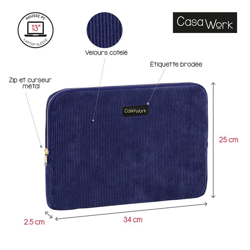 3135257503596-Viquel Casawork - Housse pour ordinateur portable 13″ - Velvet bleu-P_405145859_4-3