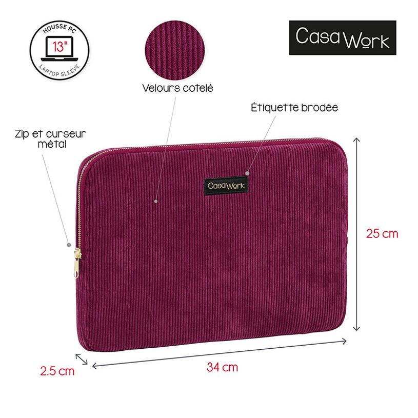 3135257503602-Viquel Casawork - Housse pour ordinateur portable 13″ - Velvet bordeaux-P_405145860_4-3