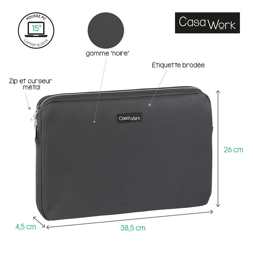 3135257513571-Viquel Casawork - Housse pour ordinateur portable 15″ - Gomme Noire-P_405145862_4-3