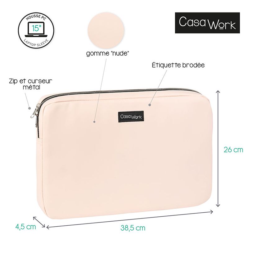 3135257513588-Viquel Casawork - Housse pour ordinateur portable 15″ - Gomme Nude-P_405145863_4-3