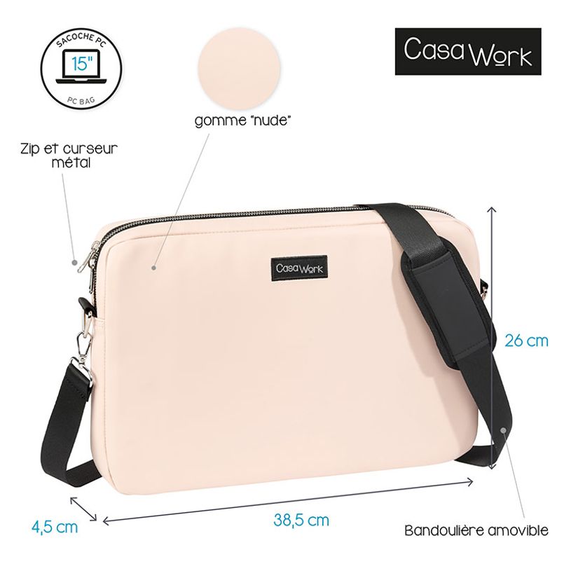 3135257523587-Viquel Casawork - Sacoche pour ordinateur portable 15″ - Gomme Nude-P_405145867_4-3