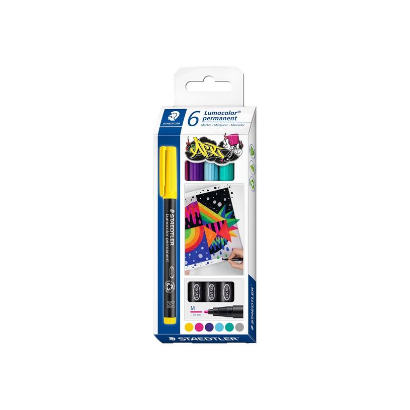 4007817085981-STAEDTLER Lumocolor 317 - Pack de 6 marqueurs permanents - Pointe moyenne - Couleurs assor-P_405145963_1-0