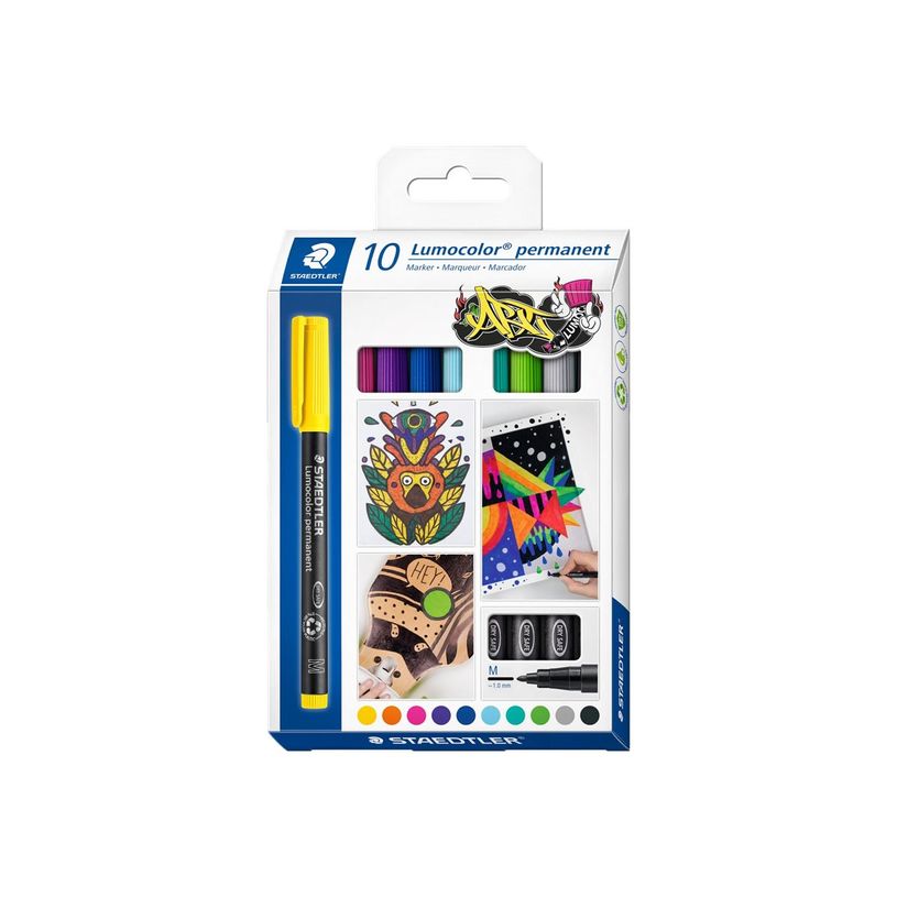 4007817086018-STAEDTLER Lumocolor 317 - Pack de 10 marqueurs permanents - Pointe moyenne - Couleurs asso-P_405145964_1-0
