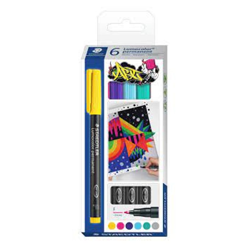 4007817086070-STAEDTLER Lumocolor 318 - Pack de 6 marqueurs permanents - Pointe fine - Couleurs assortie-P_405145966_2-0