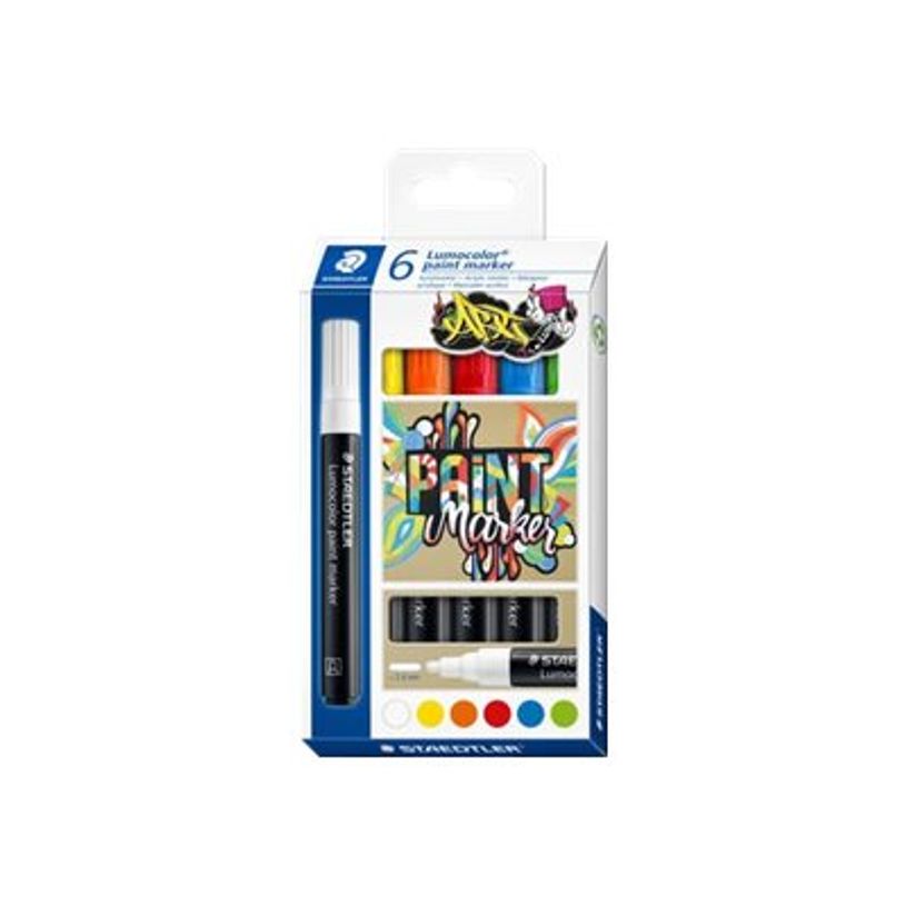 4007817087701-STAEDTLER Lumocolor 349 - Pack de 6 marqueurs peinture liquide - Pointe 2,4 mm - Couleurs -P_405145971_6-0