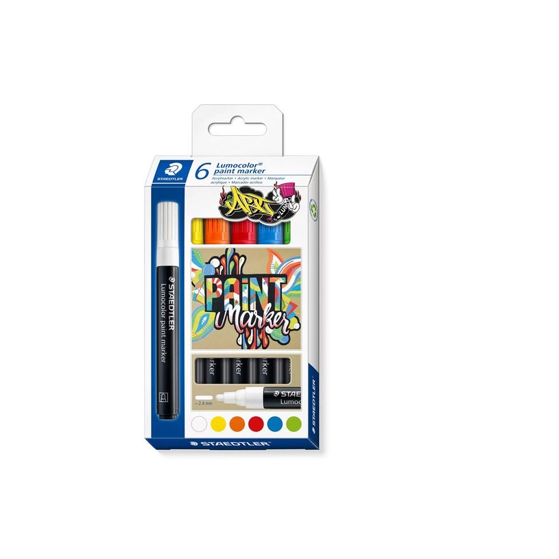4007817087701-STAEDTLER Lumocolor 349 - Pack de 6 marqueurs peinture liquide - Pointe 2,4 mm - Couleurs -P_405145971_7-4
