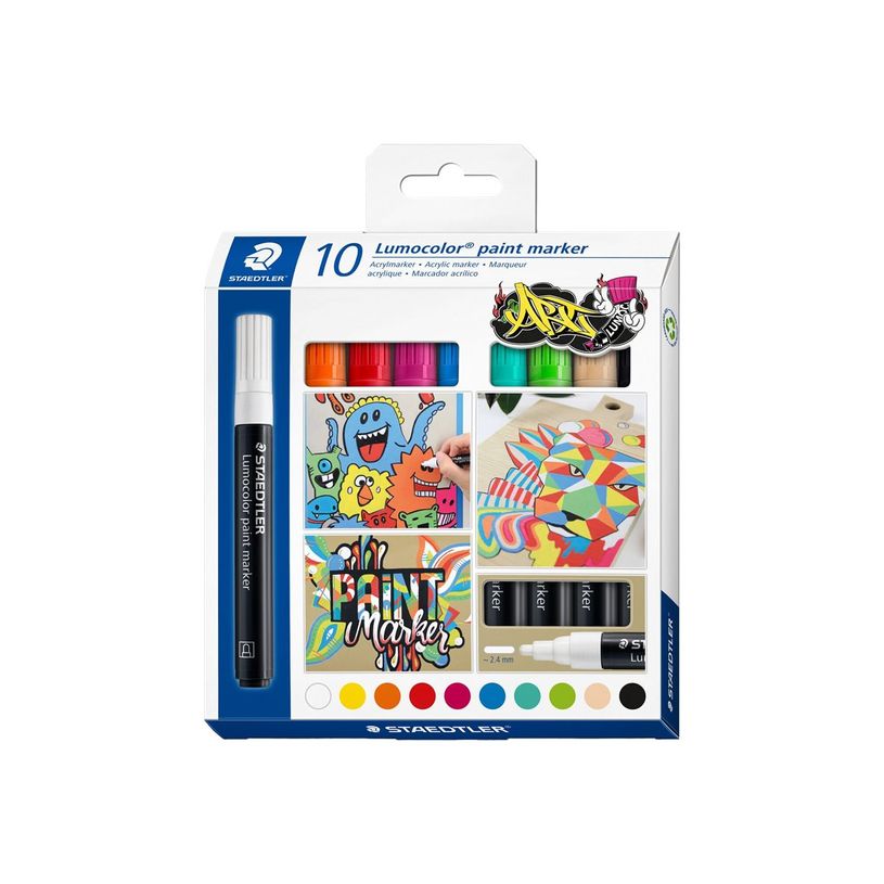 4007817087732-STAEDTLER Lumocolor 349 - Pack de 10 marqueurs peinture liquide - Pointe 2,4 mm - Couleurs-P_405145972_4-0