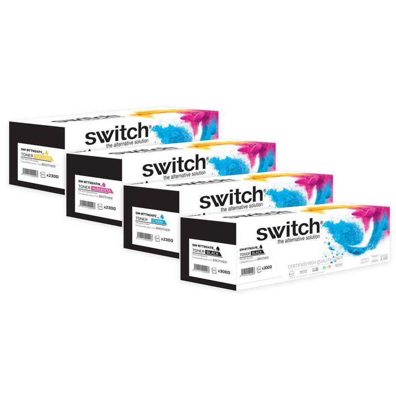 3701645528993-Cartouche laser compatible Brother TN247 - Pack de 4 - Noir, cyan, magenta, jaune - Switch-P_405146045_1-0