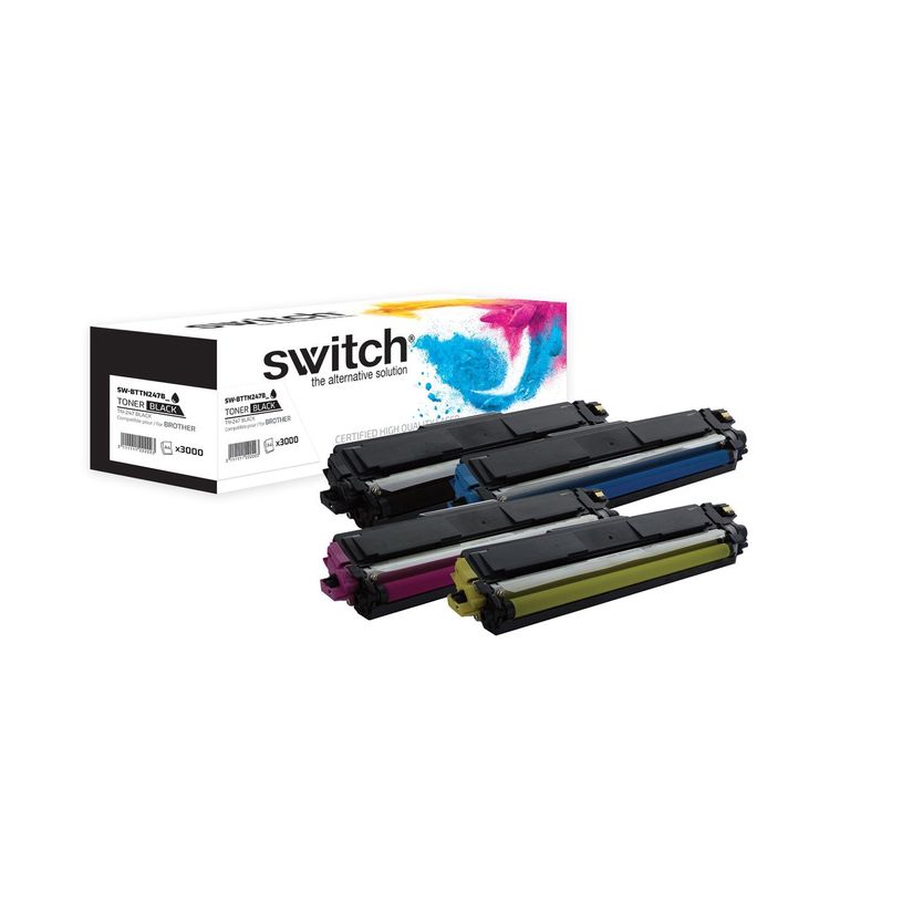 3701645528993-Cartouche laser compatible Brother TN247 - Pack de 4 - Noir, cyan, magenta, jaune - Switch-P_405146045_2-1