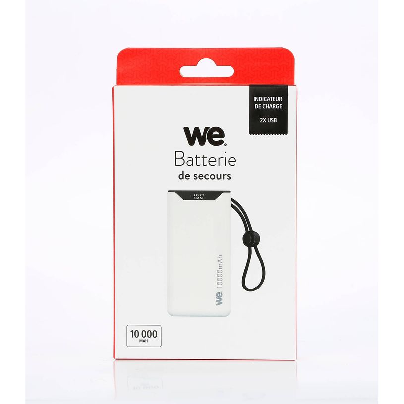 3304490427925-We - Powerbank / batterie de secours - 10000 mAh -  port USB-A +1 port USB-C / 18W - blanc-P_405146094_5-4