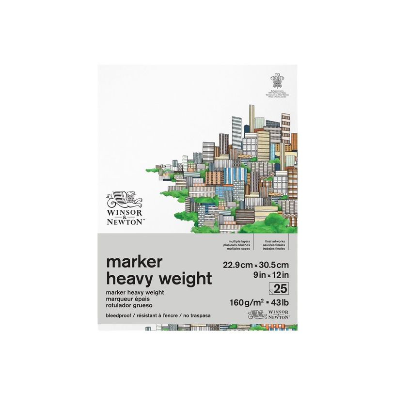 0884955076903-Winsor & Newton - Bloc de papier à dessin pour marqueur épais - 22,9 x 30,5 cm - 25 feui-P_405146456_1-0