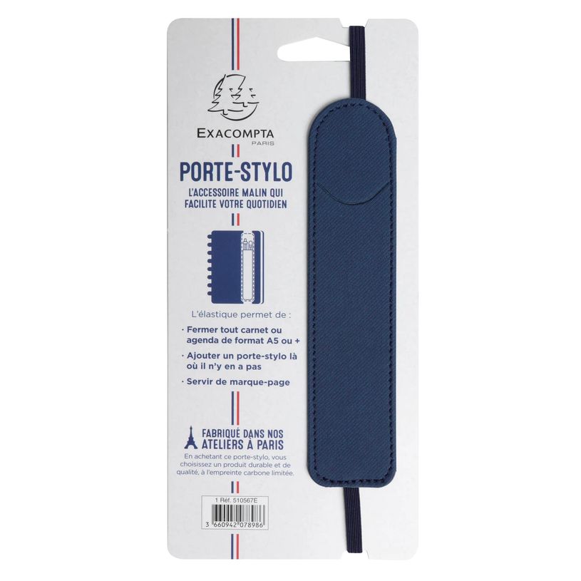 3660942082815-Porte-stylo Denim avec élastique - 3,5 x 15,5 cm - Bleu - Exacompta--0
