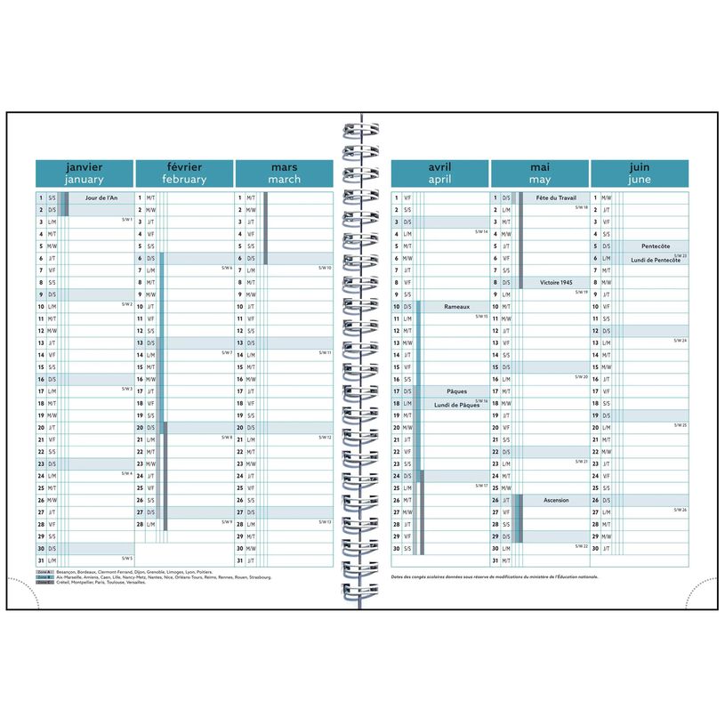 3660942080644-Agenda spiralé Amélie Easytime 21S - 1 semaine sur 1 page - 15 x 21 cm - disponible dans différentes cou--4
