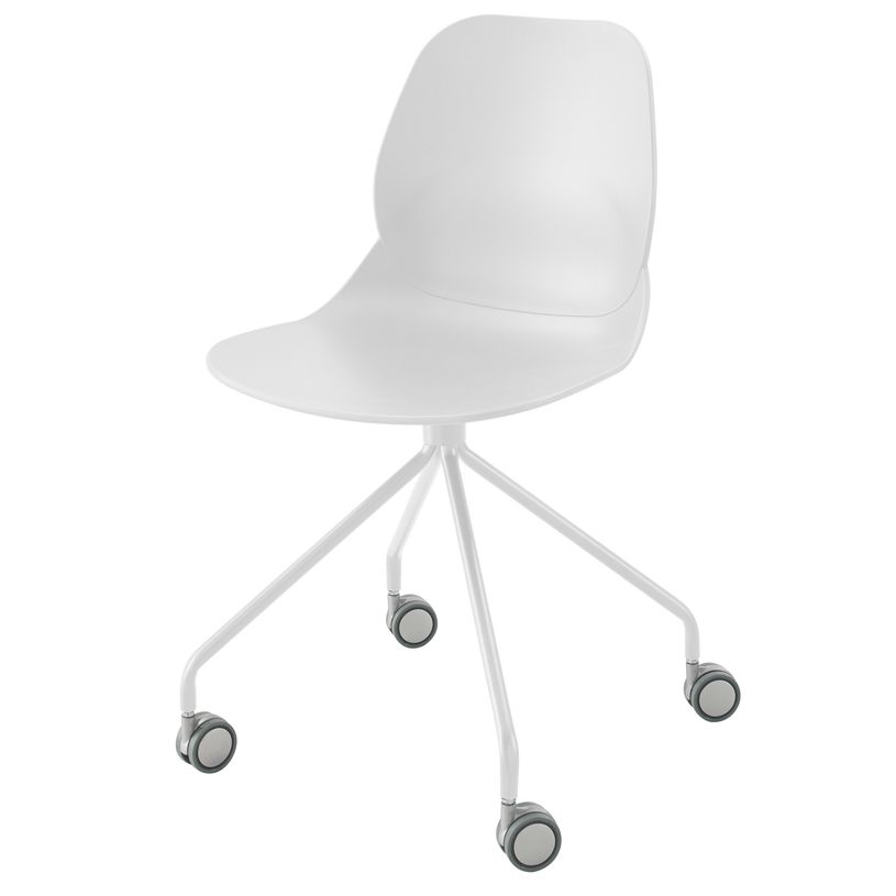 3483600966964-Chaise EASY - avec roulette - Blanc--0
