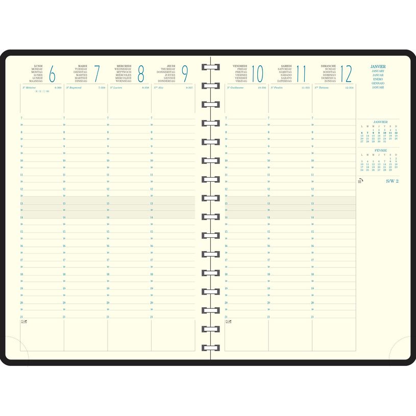 3660942082068-Agenda spiralé Denim Eurotime 24S - 1 semaine sur 2 pages - 16 x 24 cm - marron clair - E-P_405147030_2-1