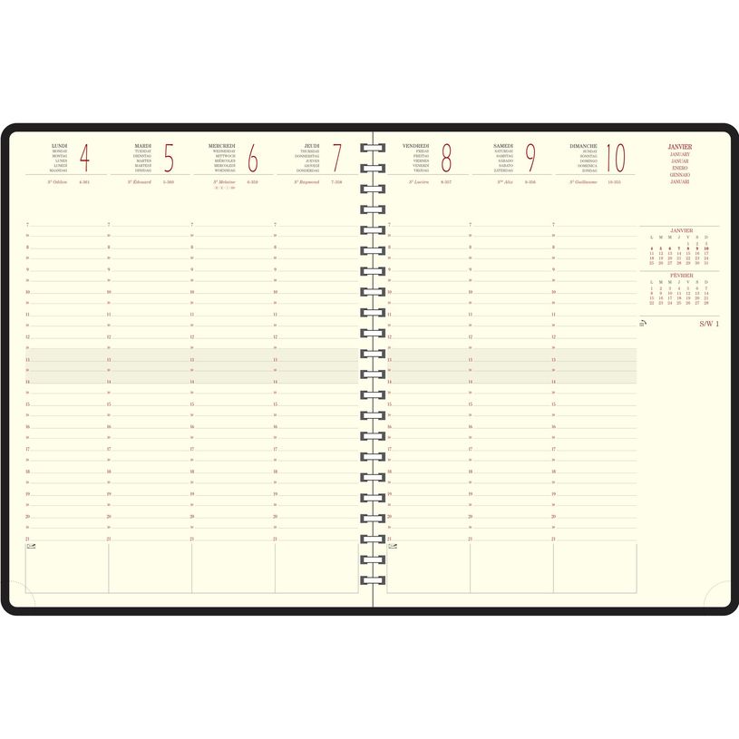 3660942082075-Agenda spiralé Denim Eurotime 27S - 1 semaine sur 2 pages - 21 x 27 cm - marron clair - E-P_405147032_2-1