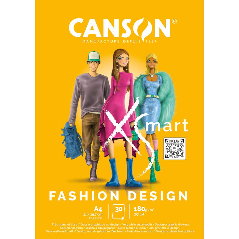 3148950077578-Canson Xsmart - Bloc dessin graphic design - 30 feuilles - A4 - 180 gr-P_405147242_1-0