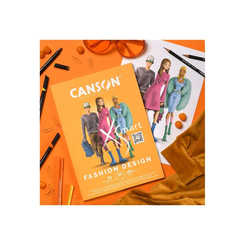 3148950077578-Canson Xsmart - Bloc dessin graphic design - 30 feuilles - A4 - 180 gr-P_405147242_3-1