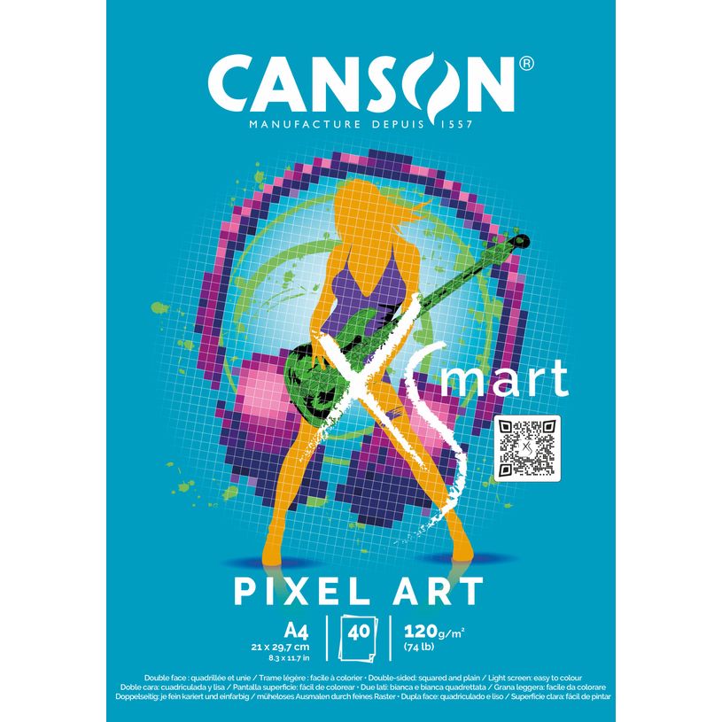 3148950077776-Canson Xsmart - Bloc dessin pixel art - 40 feuilles - A4 - 120 gr-P_405147245_1-0