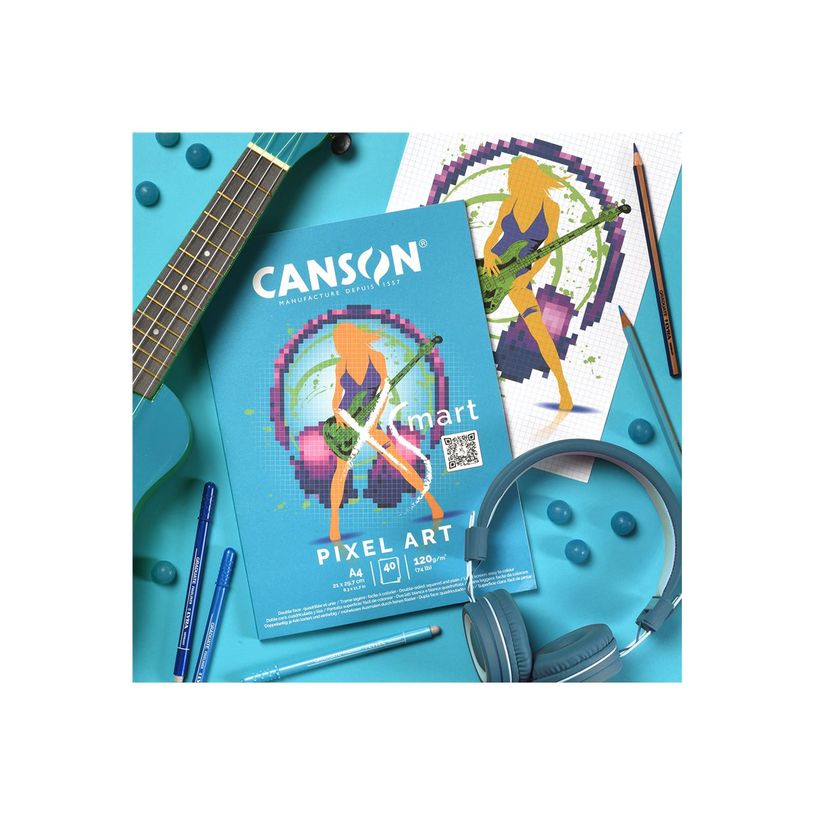 3148950077776-Canson Xsmart - Bloc dessin pixel art - 40 feuilles - A4 - 120 gr-P_405147245_3-2