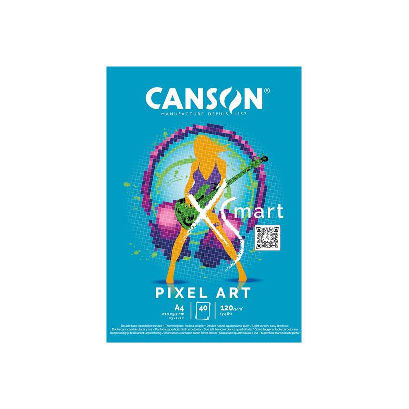 3148950077776-Canson Xsmart - Bloc dessin pixel art - 40 feuilles - A4 - 120 gr-P_405147245_4-1