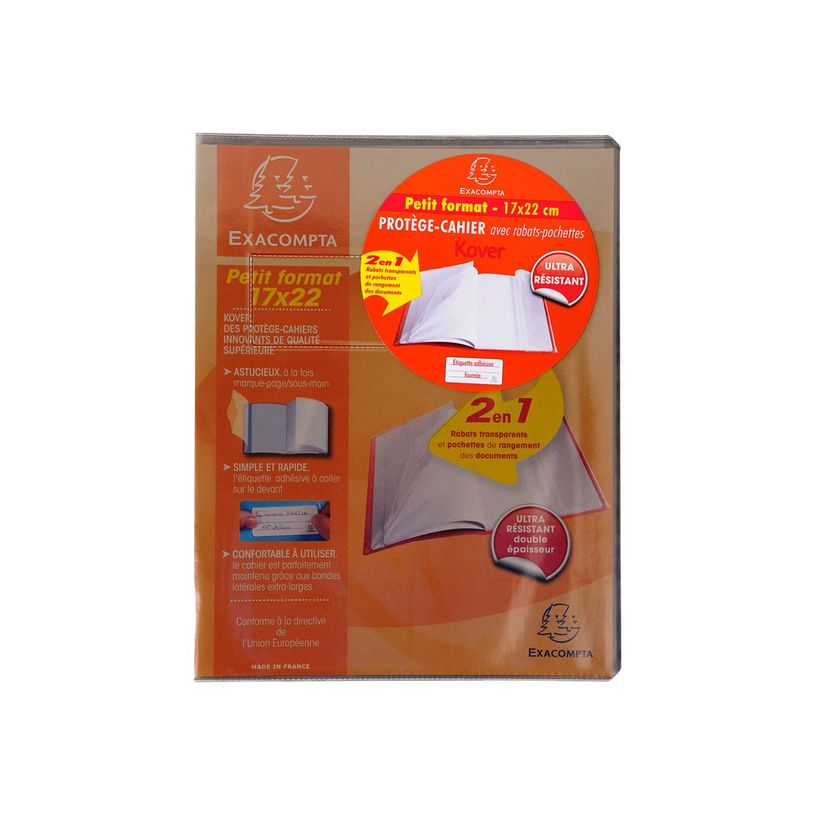 3037920324111-Exacompta Kover - Protège cahier avec rabats-pochettes - 17 x 22 cm - Disponible dans diff-P_405147323_1-0