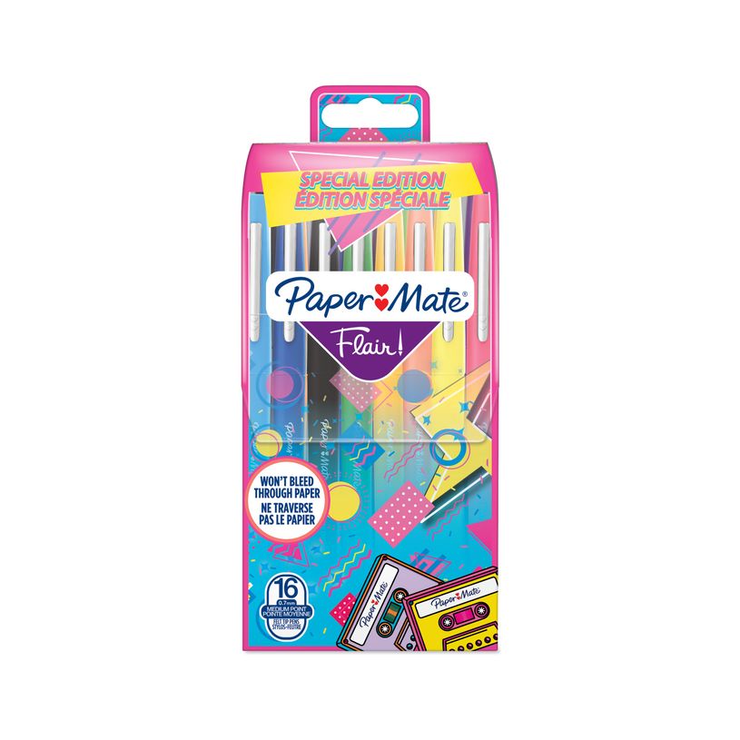 3026981806254-Paper Mate Flair Retro Wave - Pack de 16 feutres pointe moyenne - couleurs assorties - dif-P_405147868_1-0
