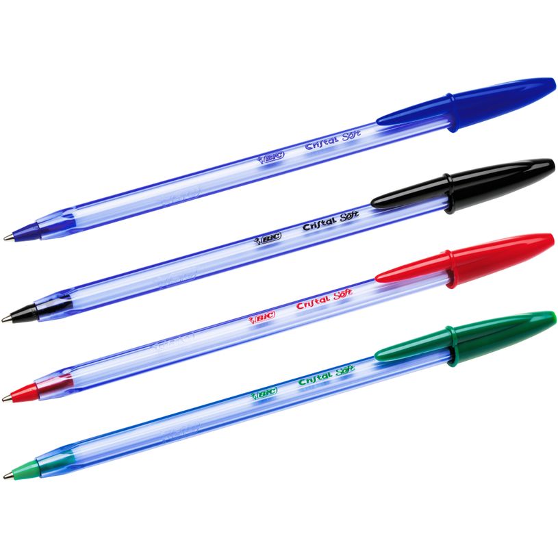 3086123432949-Bic Cristal Soft - 5 Stylos-bille - Pointe Moyenne (1.2 mm) - couleurs assorties-P_405147895_2-1