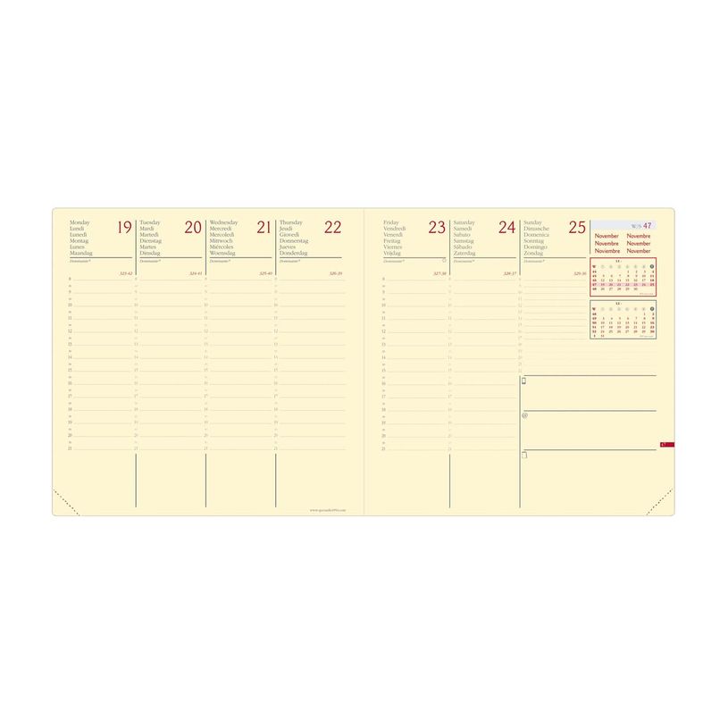 3371010499274-Agenda Marlow Executif Prestige avec répertoire - 1 semaine sur 2 pages - 16 x 16 cm - camel - Quo Vad--1