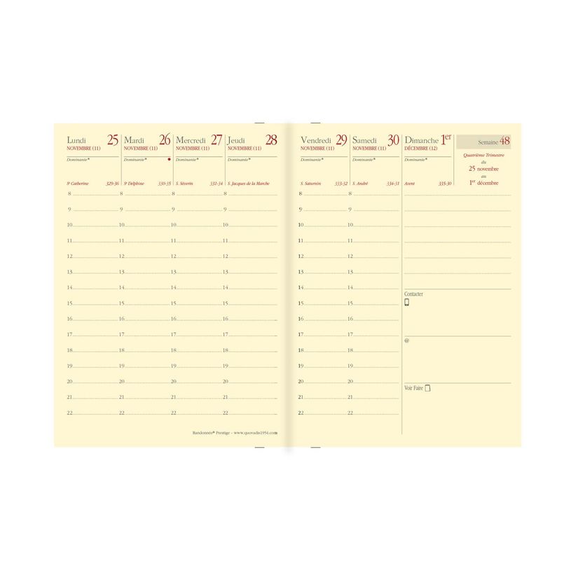 3371010498925-Quo Vadis - Agenda avec répertoire - Randonnée Prestige - Semainier Planning - Français - Marlow - Marron - 14 mois de décembre à ja--1
