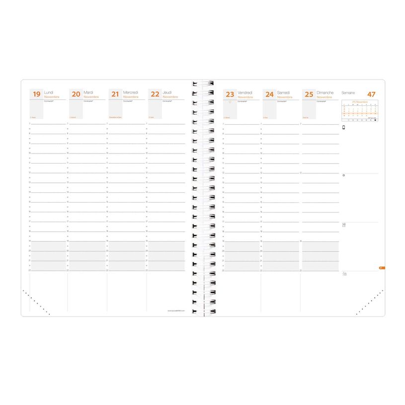 3371010498314-Agenda spiralé à élastique Time & Life XLarge - 1 semaine sur 2 pages - 21 x 27 cm - kaki métal - Q--1