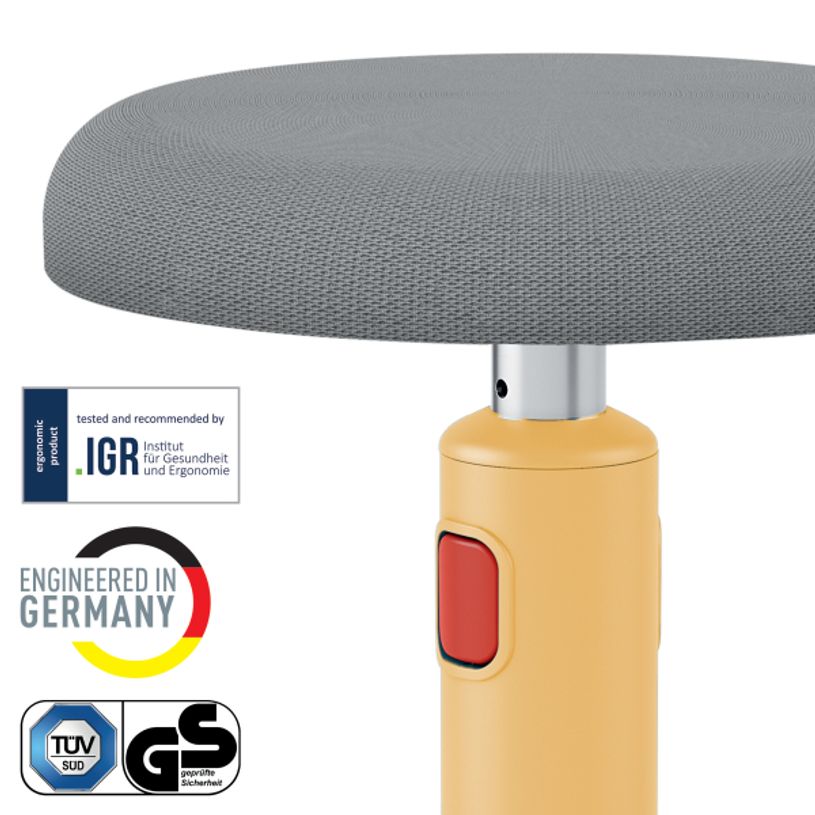 4002432129454-Leitz Ergo - Tabouret ergonomique assis/debout - hauteur réglable jusqu'à 79 cm - Jaune --2