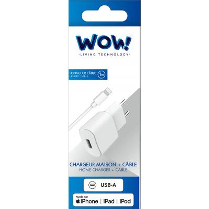 3571211504771-BigBen WOW - Adaptateur USB-A 2.4A + Câble USB-A / Lightning 1m - blanc--1