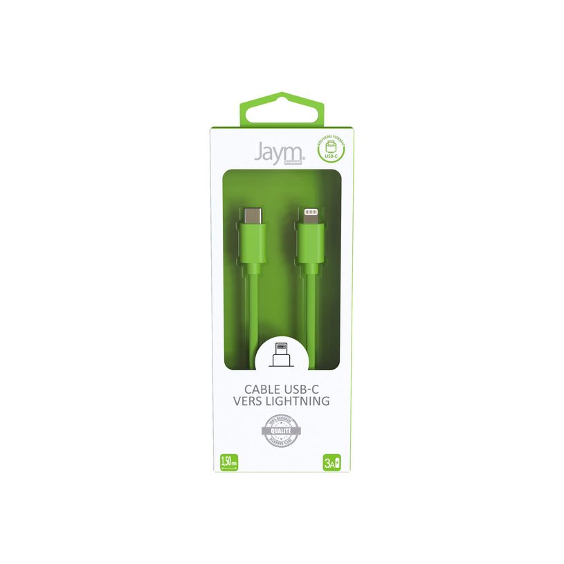 3701263514804-JAYM POP Collection - Câcle USB-C vers Lightning - 1.5 m - vert-P_405148082_2-3