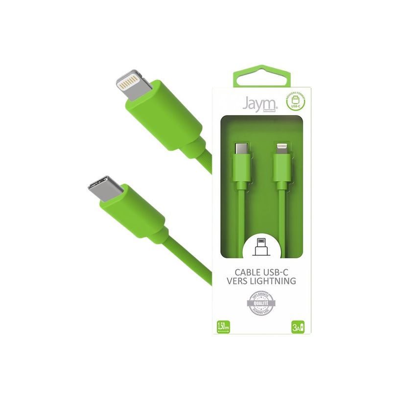 3701263514804-JAYM POP Collection - Câcle USB-C vers Lightning - 1.5 m - vert-P_405148082_3-4