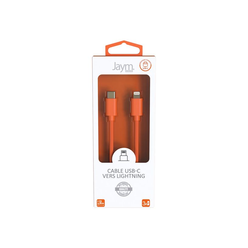 3701263514811-JAYM POP Collection - Câcle USB-C vers Lightning - 1.5 m - orange-P_405148083_2-4