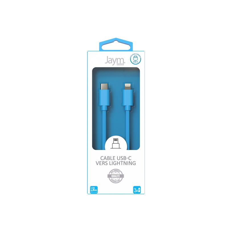 3701263514781-JAYM POP Collection - Câcle USB-C vers Lightning - 1.5 m - bleu-P_405148084_1-3