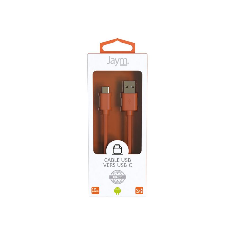 3701263512541-JAYM POP Collection - Câble USB vers USB-C - 1.5 m - orange-P_405148086_1-2