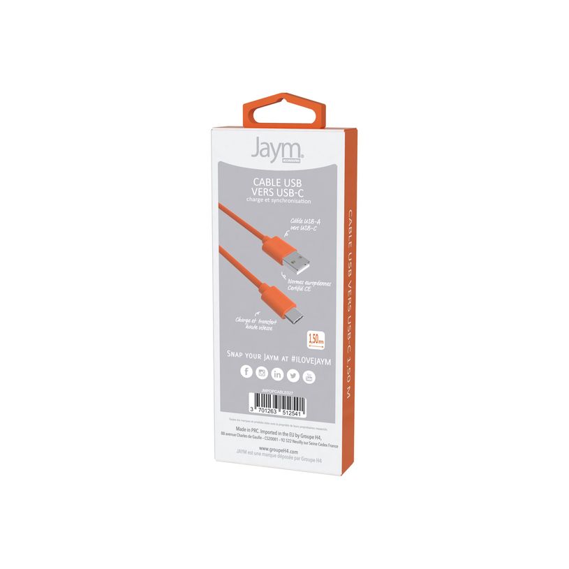 3701263512541-JAYM POP Collection - Câble USB vers USB-C - 1.5 m - orange-P_405148086_2-3