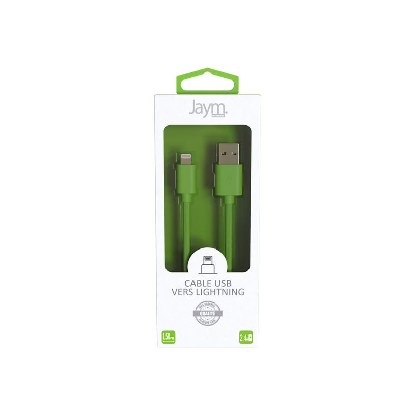 3701263512572-JAYM POP Collection - Câcle USB vers Lightning - 1.5 m - vert-P_405148087_1-2