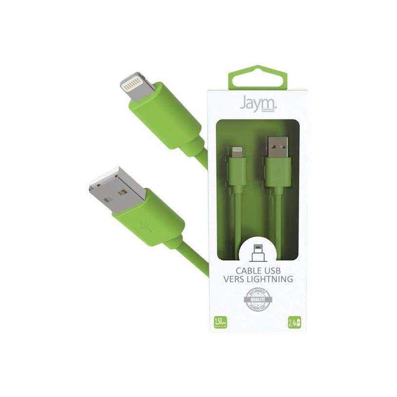 3701263512572-JAYM POP Collection - Câcle USB vers Lightning - 1.5 m - vert-P_405148087_2-0