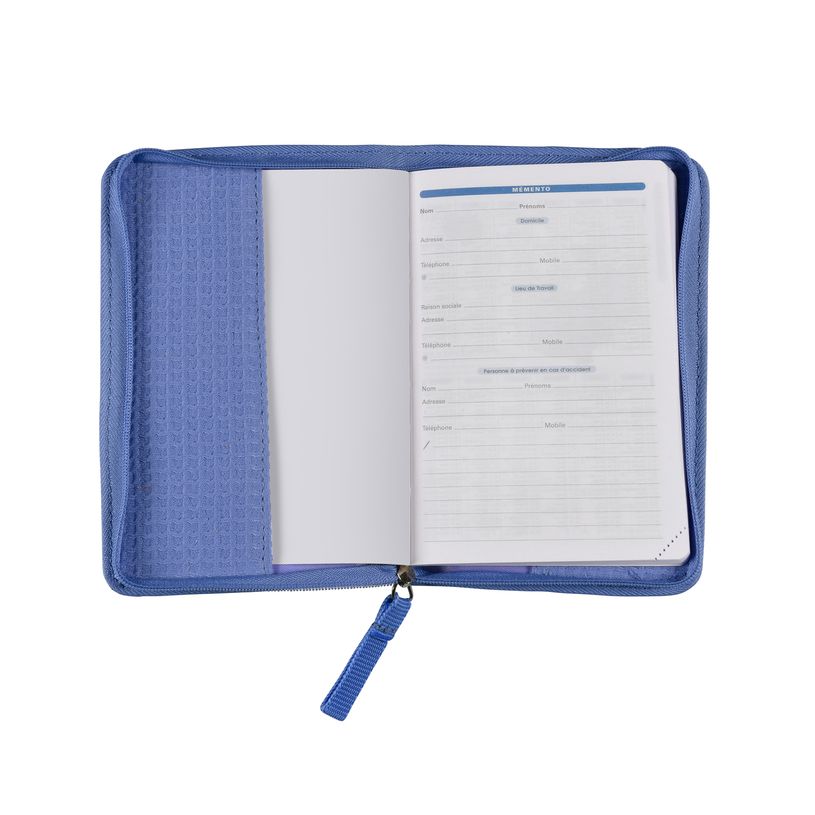 3371010499632-Agenda Mimi Affaires avec zip métal - 1 semaine sur 2 pages - 10 x 15 cm - bleu - Quo Vad-P_405148602_3-2