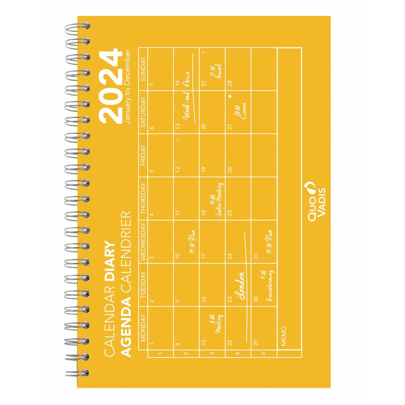 3371010501373-Agenda Oslo - 1 mois sur une page + 1 page de notes - 16 x 24 cm - jaune - Quo Vadis-P_405148622_1-0