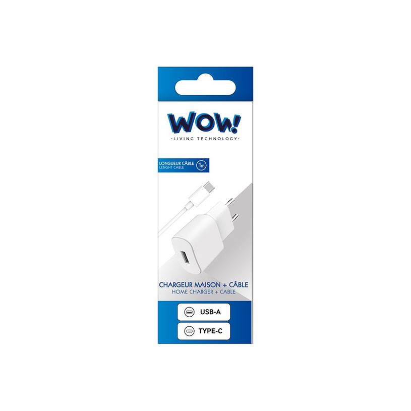3571211504764-Wow - Kit Chargeur USB A 2.4A + Câble USB A / USB C - 1m - Blanc-P_405148776_5-7