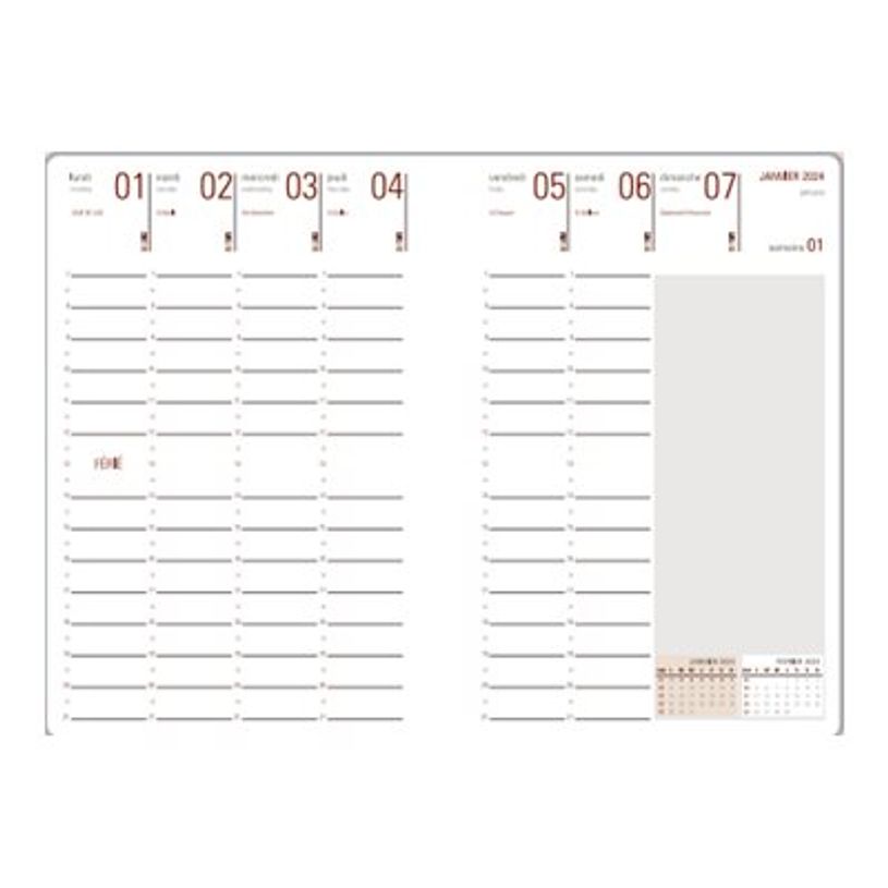3664447162447-Agenda Helsinki - 1 semaine sur 2 pages - 17 x 24,5 cm - noir/blanc - Oberthur-P_405148972_3-1