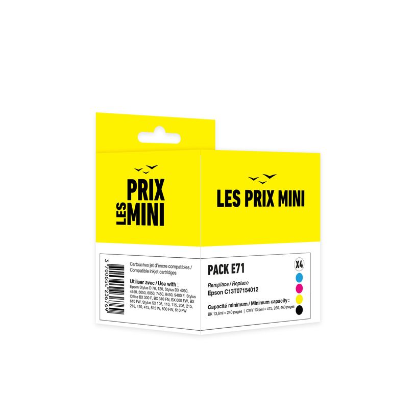 3700654236769-Cartouche compatible Epson T0715 Guépard - pack de 4 - noir, jaune, cyan, magenta - Les prix mini--0
