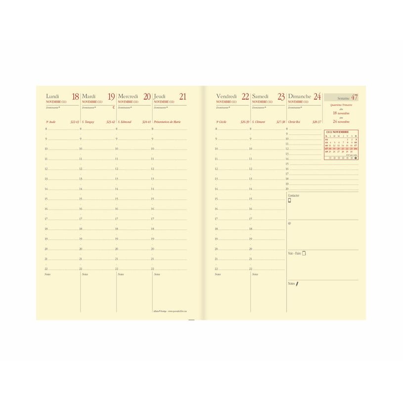 3371010480852-Agenda Impala Affaires Prestige - 1 semaine sur 2 pages - 10 x 15 cm - rouge - Quo Vadis--1