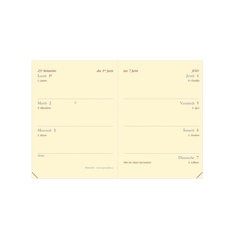 3371010480180-Quo Vadis - Agenda - Miniweek Prestige - Semainier Horizontal - Français - Impala - Rouge - 12 mois de janvier à décembre - 7x10 cm - Papier Clairefontaine ivoire - Fabri--1
