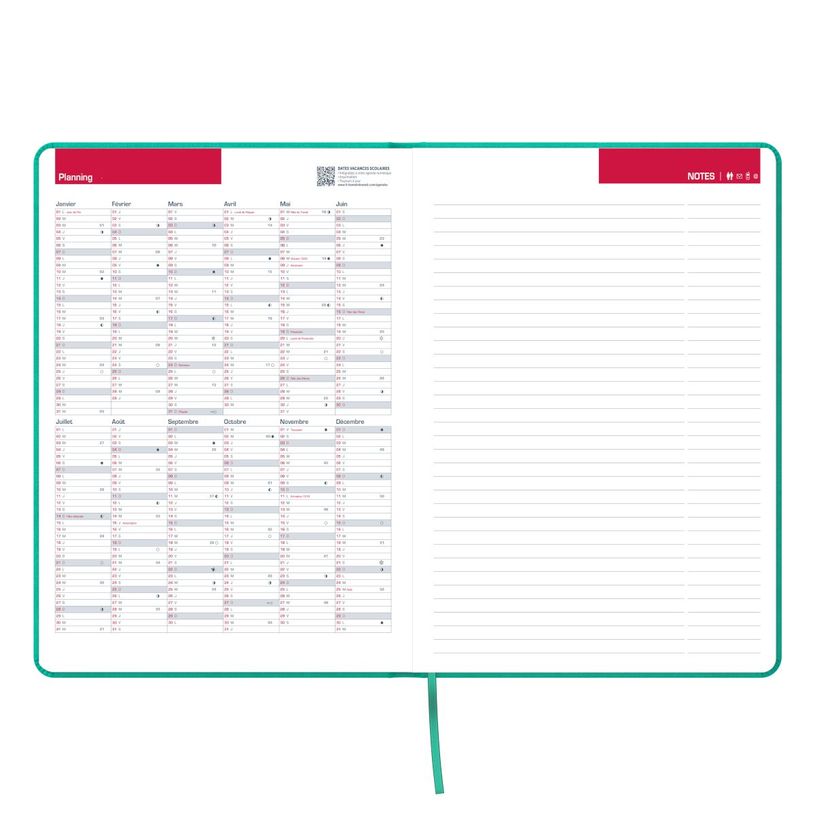 3147280267932-Agenda à élastique Signature - 1 semaine sur 2 pages - 21 x 27 cm - turquoise - Oxford--1